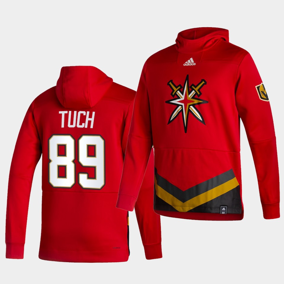 Men Vegas Golden Knights #89 Tuch Red NHL 2021 Adidas Pullover Hoodie Jersey